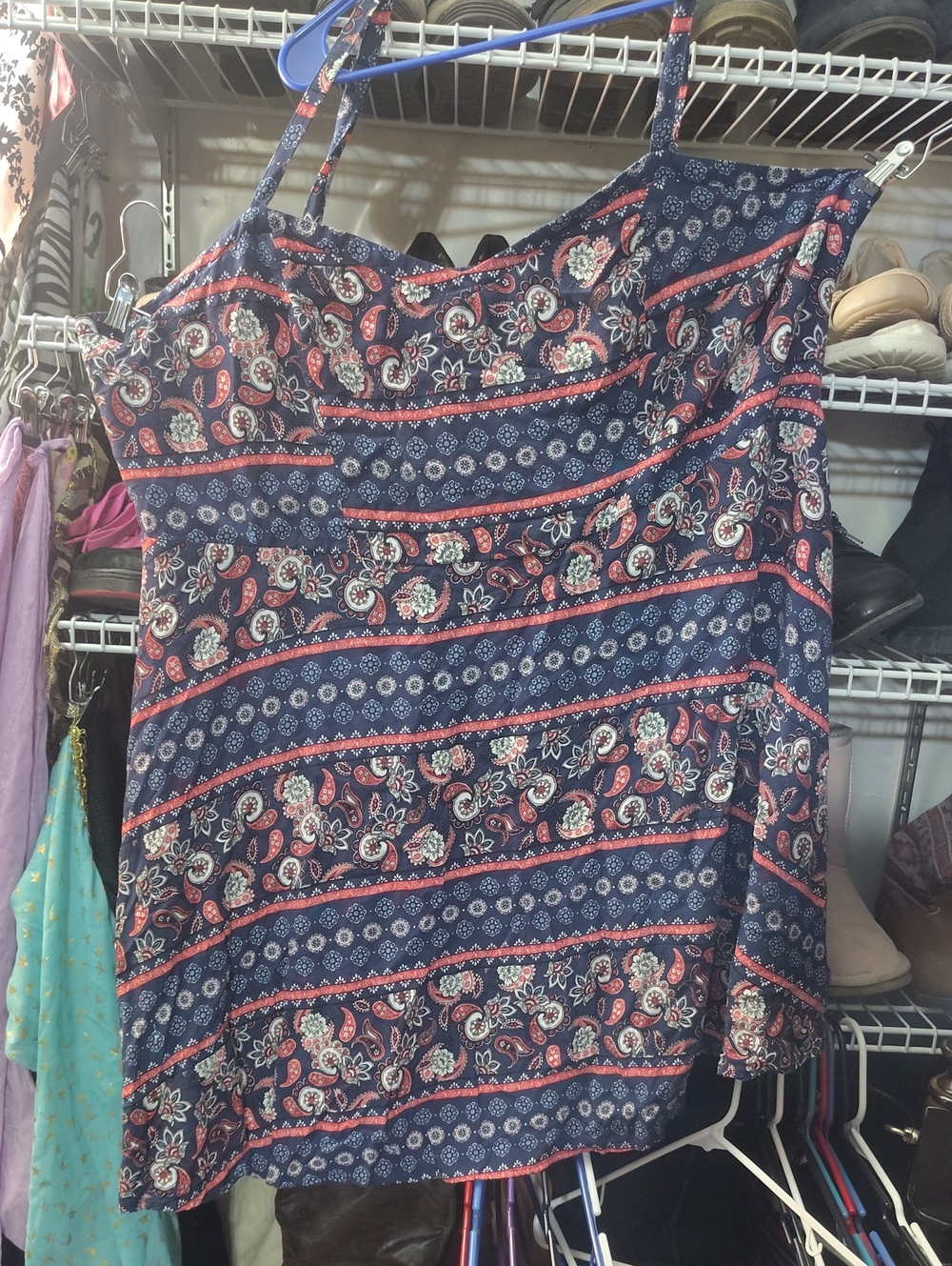 torrid Navy Paisley Spaghetti Strap Cami with Red Accents